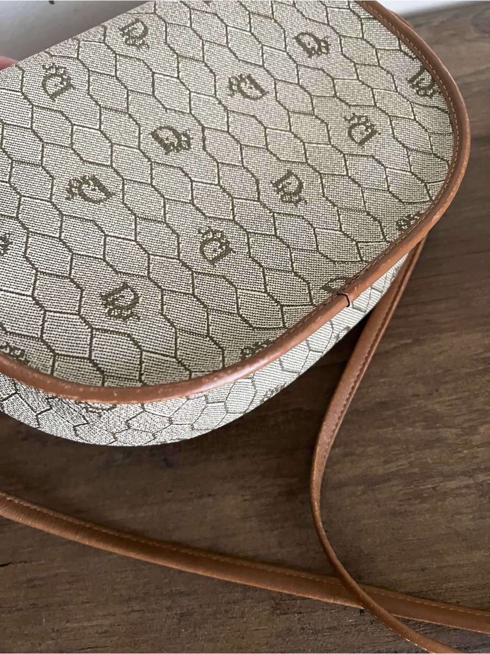 Dior Beige Honeycomb Crossbody with Tan Leather Trim - Picture 3 of 7